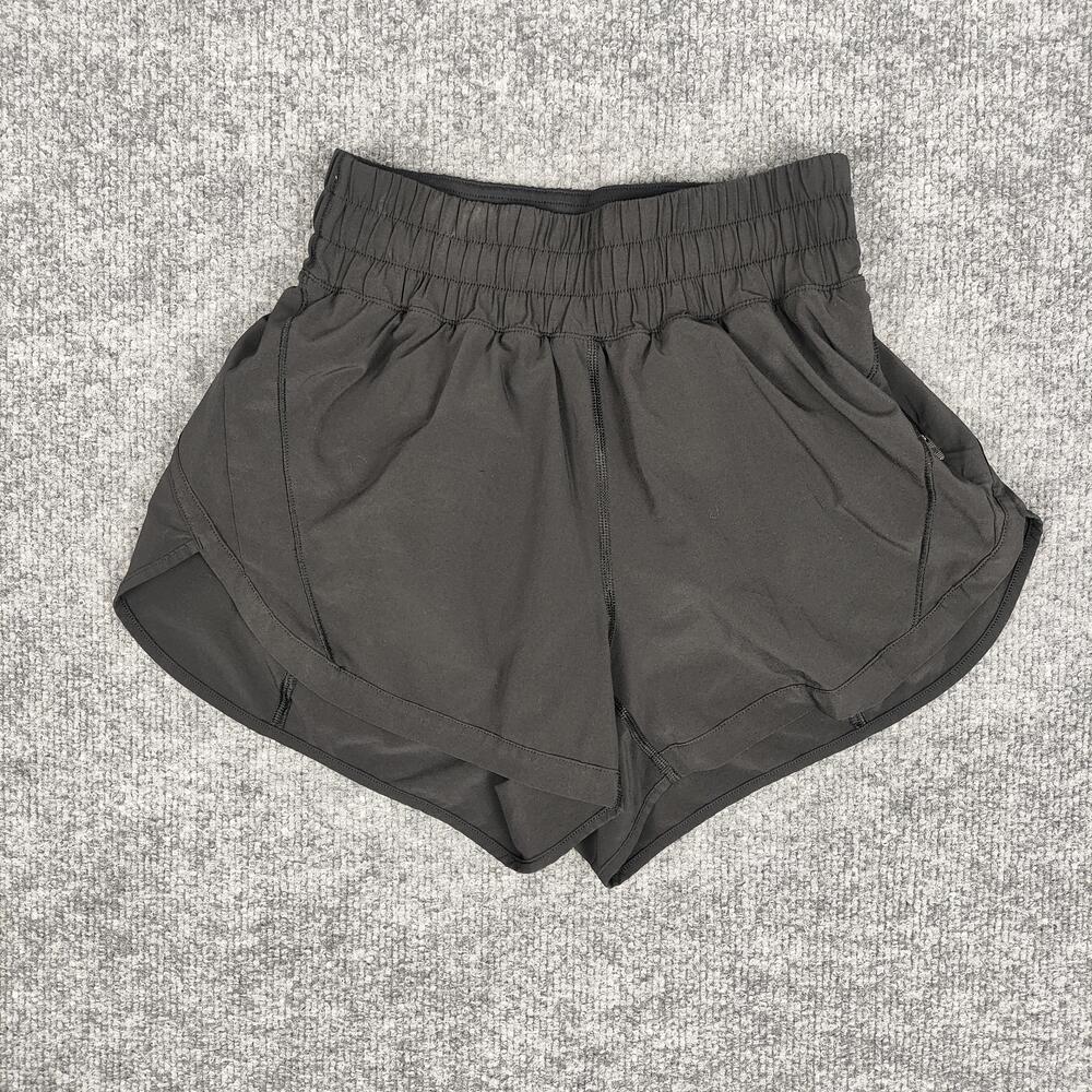 Lululemon Shorts Womens 4 Black Running Lined 3" High Rise Athletic Dolphin Hem